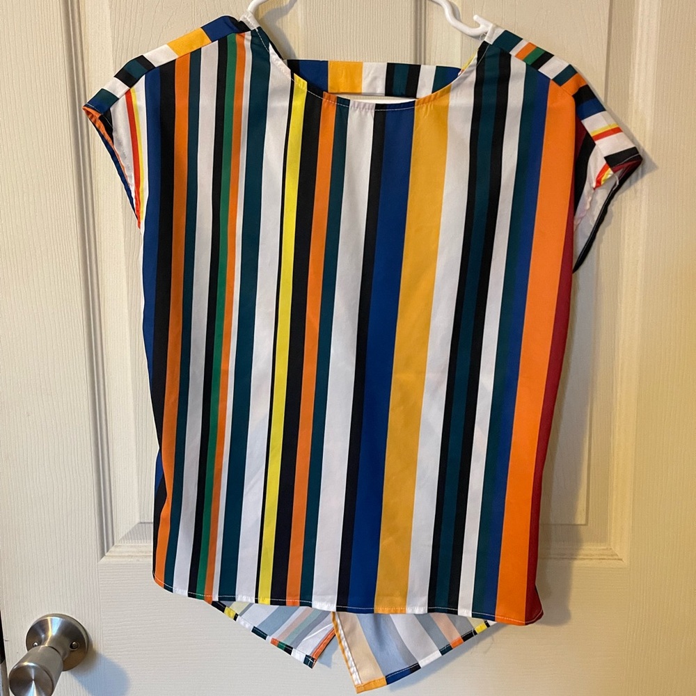 Multicolored top.